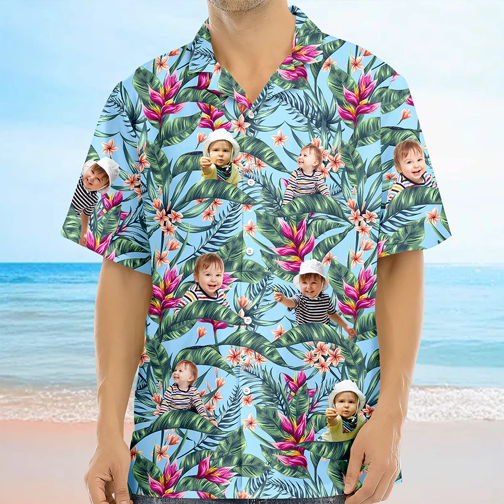 Custom Hawaii In The Air Face Human Photo Family Hawaii Shirt HO82 893834 - Image 8