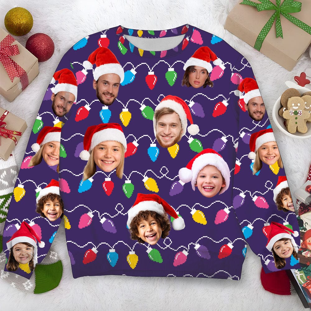 Custom Face Christmas Family Silly Xmas Leds AOP Ugly Sweatshirt T368 889886 - Image 2