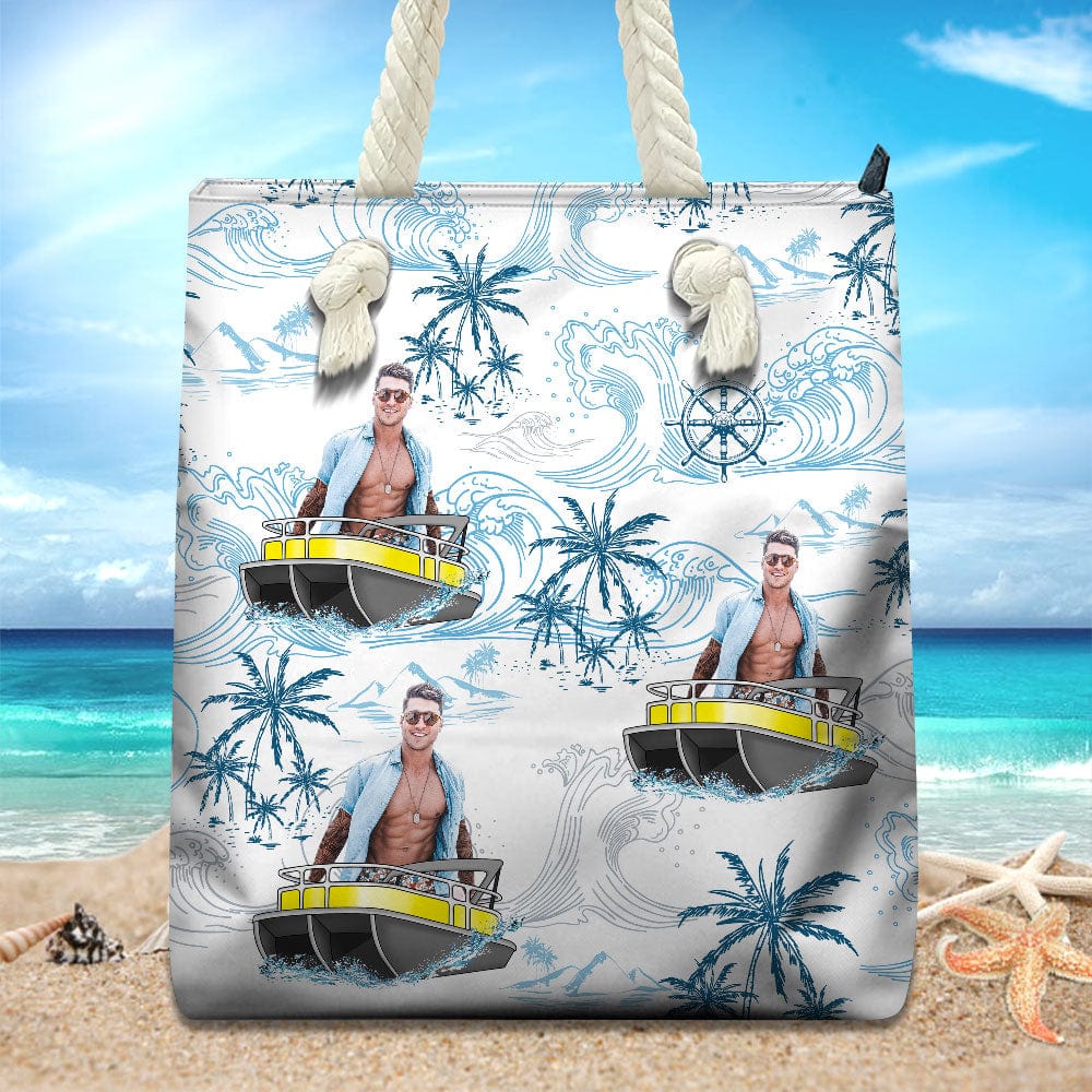 Custom Human Photo Boating Pontoon Beach Tote Bag HO82 891154