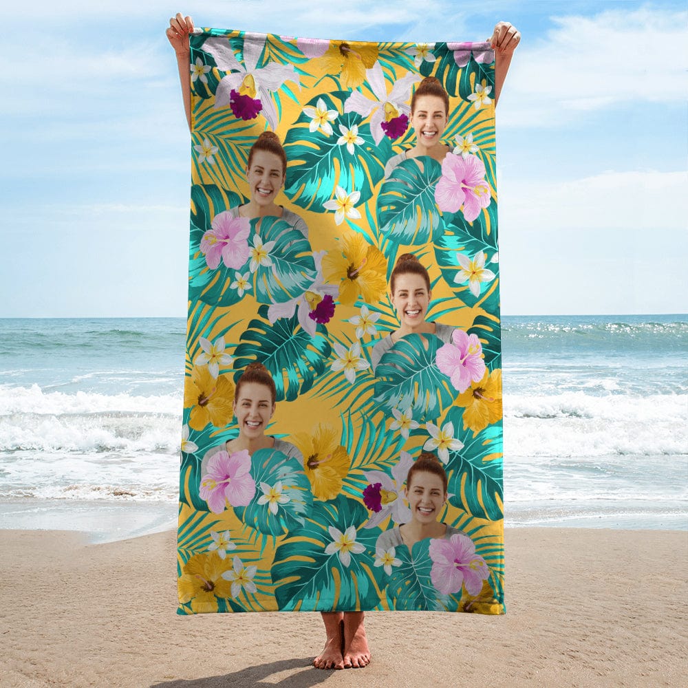 Custom Human Photo Tropical Style Beach Towel N304 890390