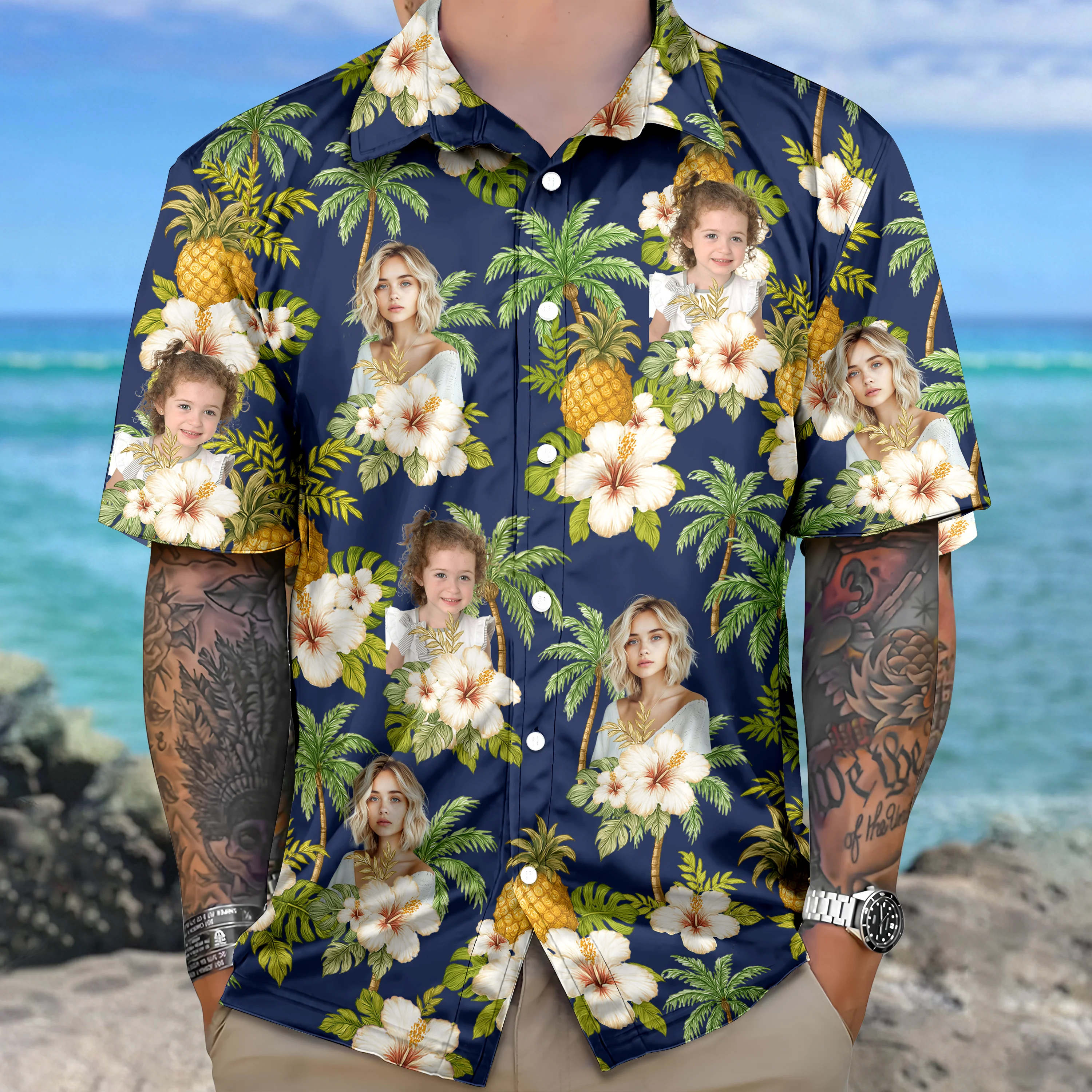 Custom Human Photo Tropical Vibe Family Hawaii Shirt HO82 893746 - Image 4