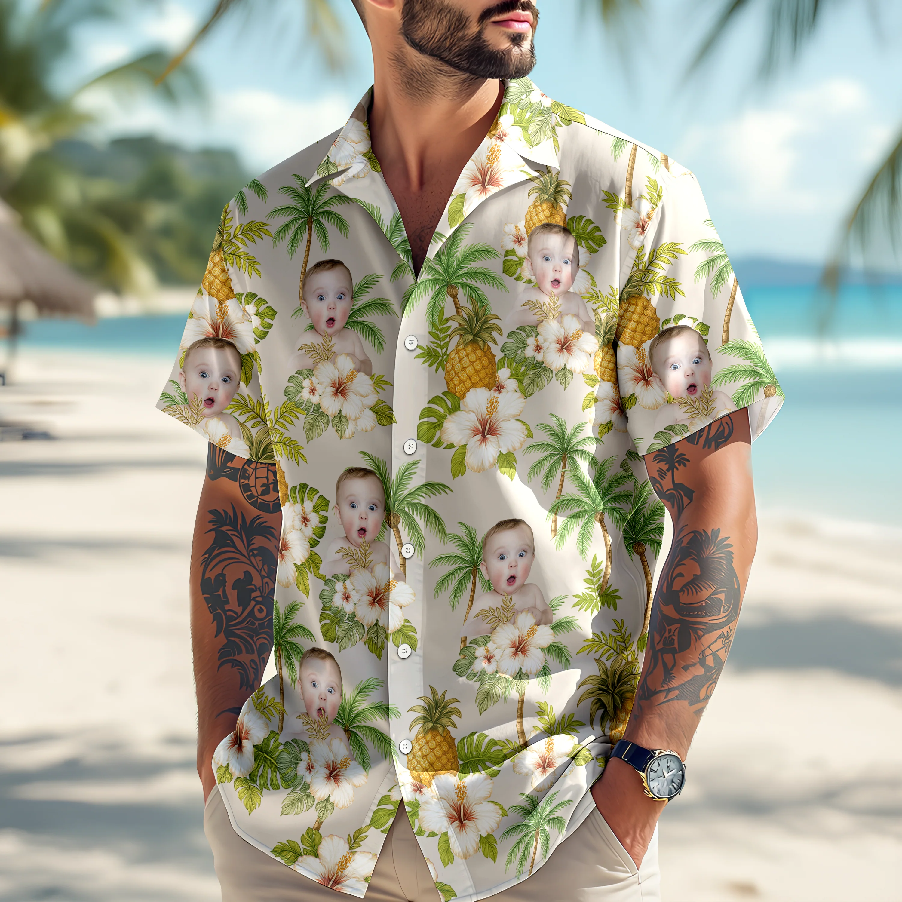 Custom Human Photo Tropical Vibe Family Hawaii Shirt HO82 893746 - Image 8