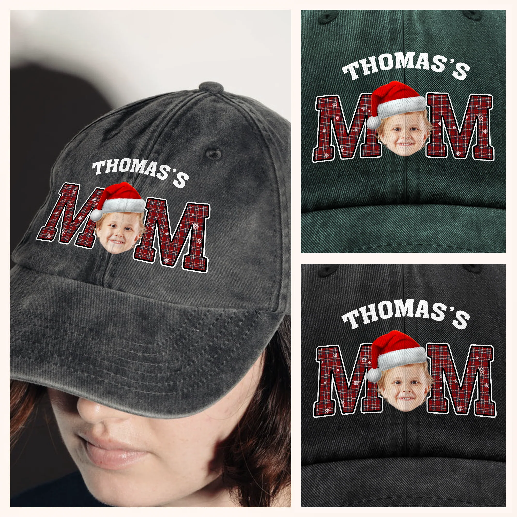 Custom Kid Face Washed Denim Baseball Cap Christmas Gift For Dad Mom HO82 894402 - Image 2