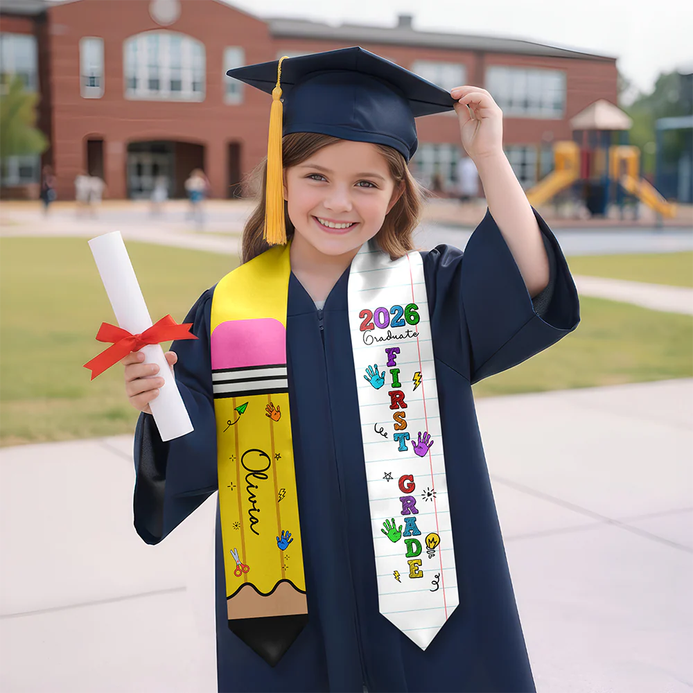 Custom Kid Name Pencil Graduation Kid Stole - Personalized Graduation Gift HO82 901636