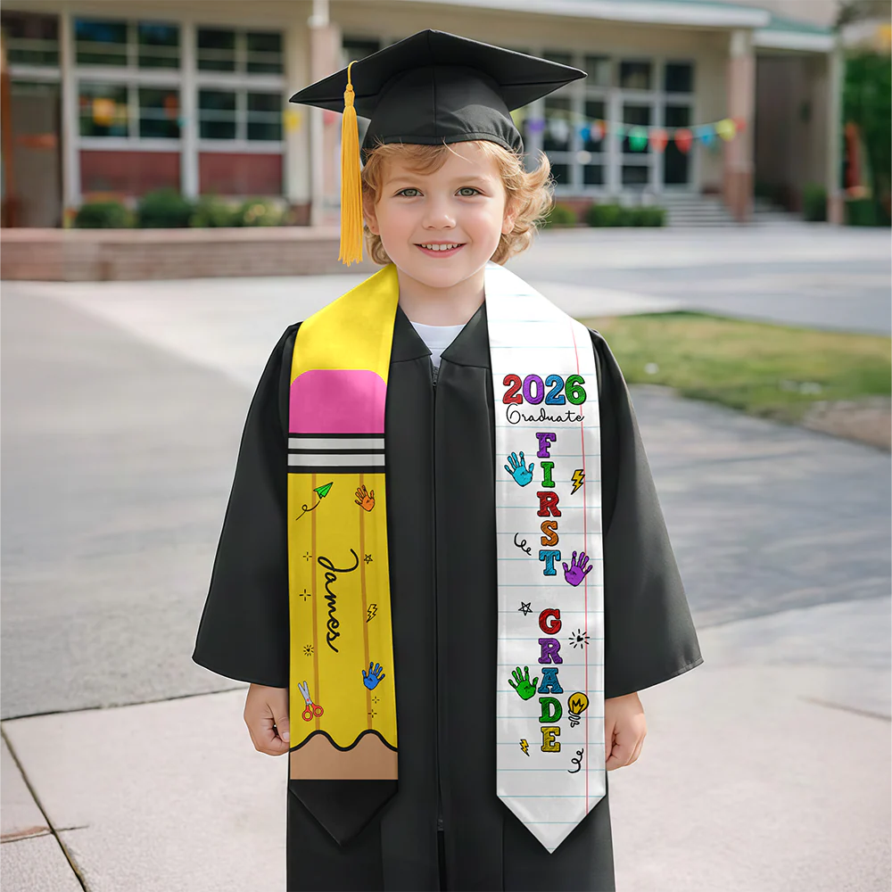 Custom Kid Name Pencil Graduation Kid Stole - Personalized Graduation Gift HO82 901636 - Image 2