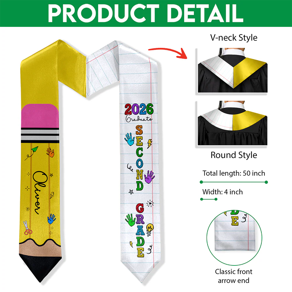 Custom Kid Name Pencil Graduation Kid Stole - Personalized Graduation Gift HO82 901636 - Image 5