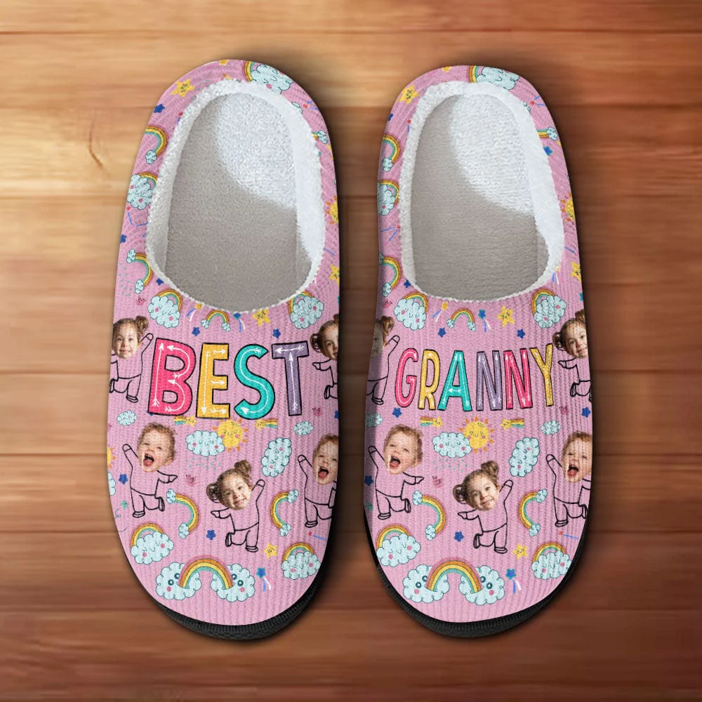 Custom Kid Photo Best Granny Mother Gifts, Christmas Gift Slippers HO82 893010 - Image 4