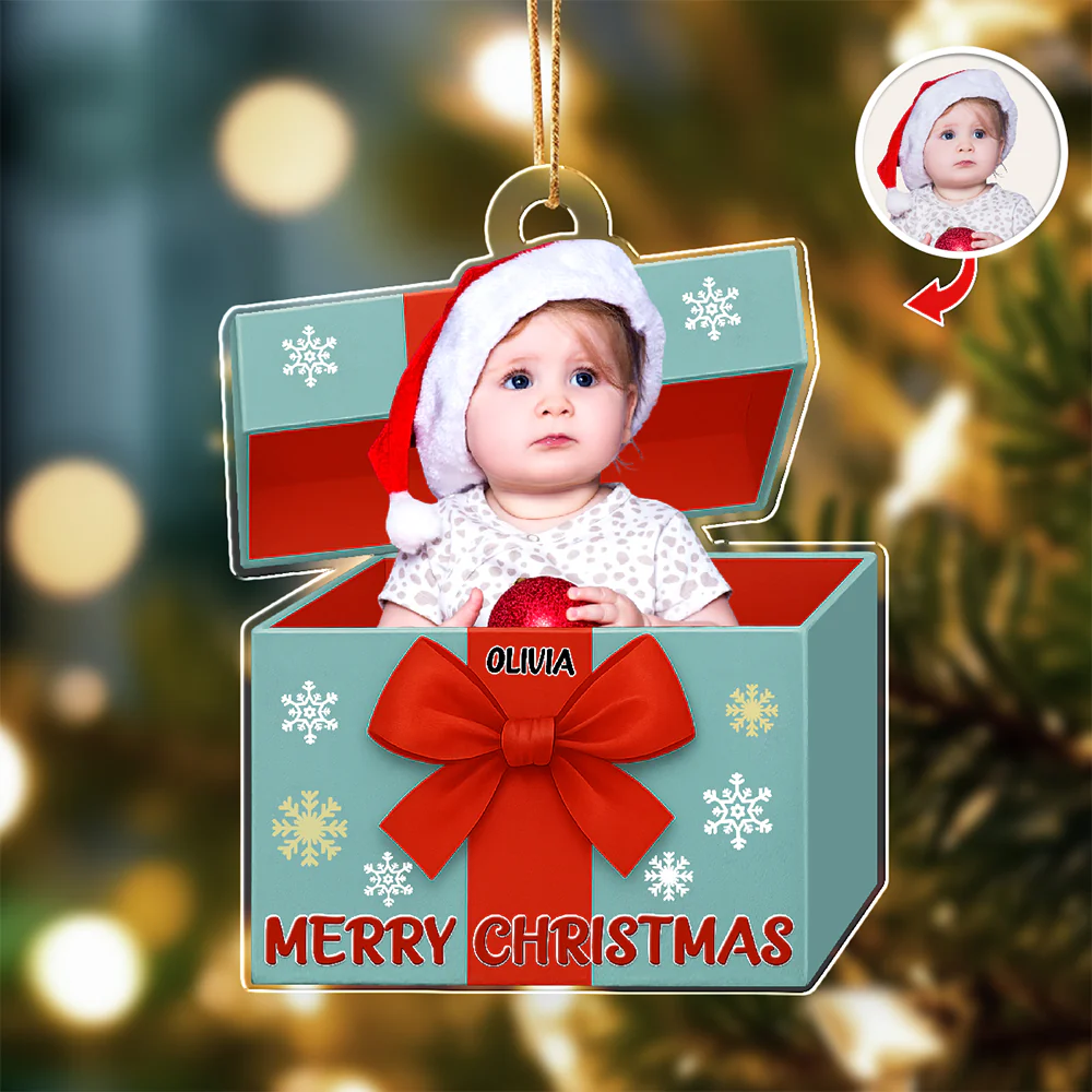 Custom Kid Photo Merry Christmas Acrylic Ornament HO82 900012 - Image 6