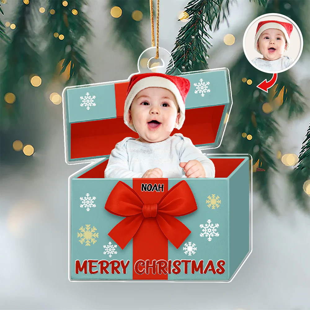 Custom Kid Photo Merry Christmas Acrylic Ornament HO82 900012 - Image 8