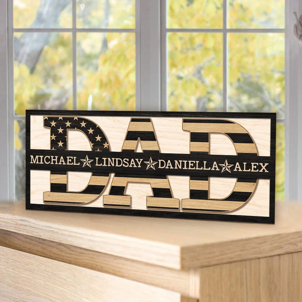 Custom Kid's Names Dad Wood Sign Personalized Gift TA29 890450