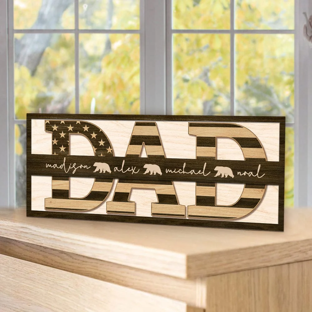 Custom Kid's Names Dad Wood Sign Personalized Gift TA29 890450 - Image 6