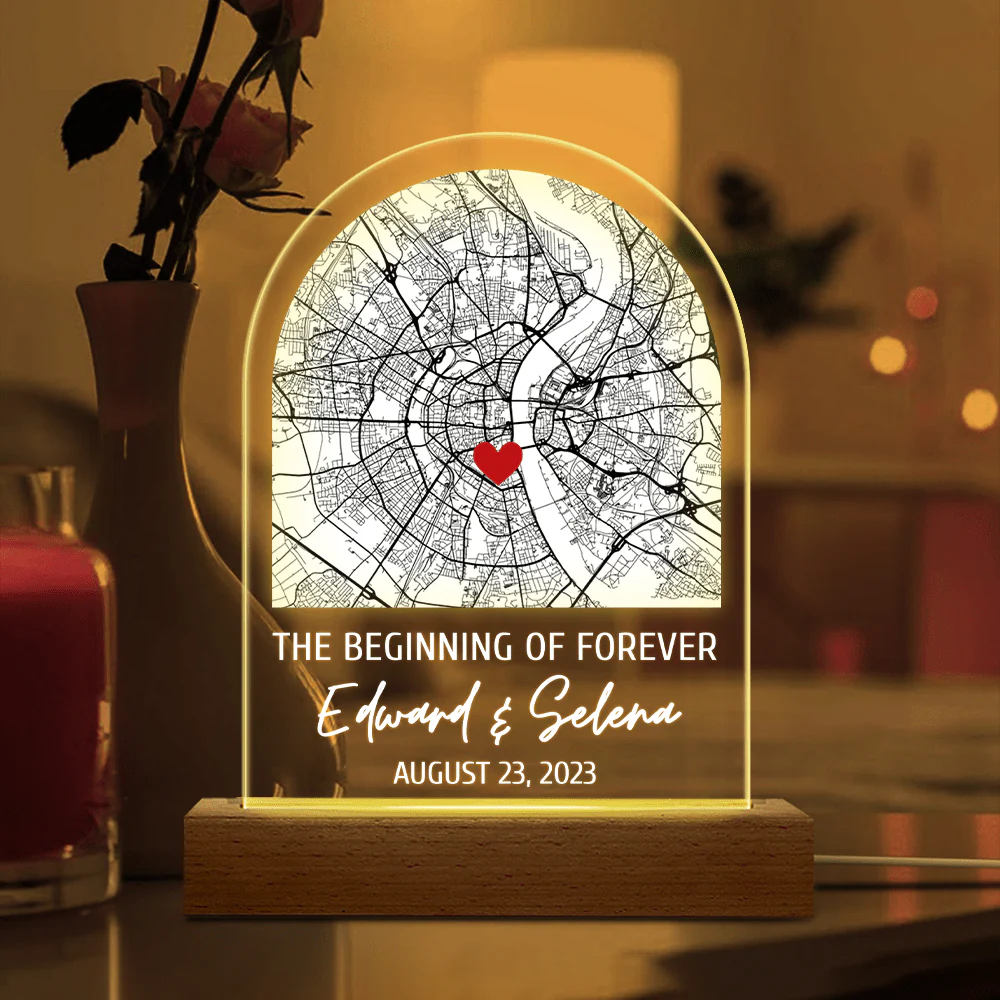 Custom Map Where It All Began Couple Acrylic Plaque LED Night Light HO82 893356