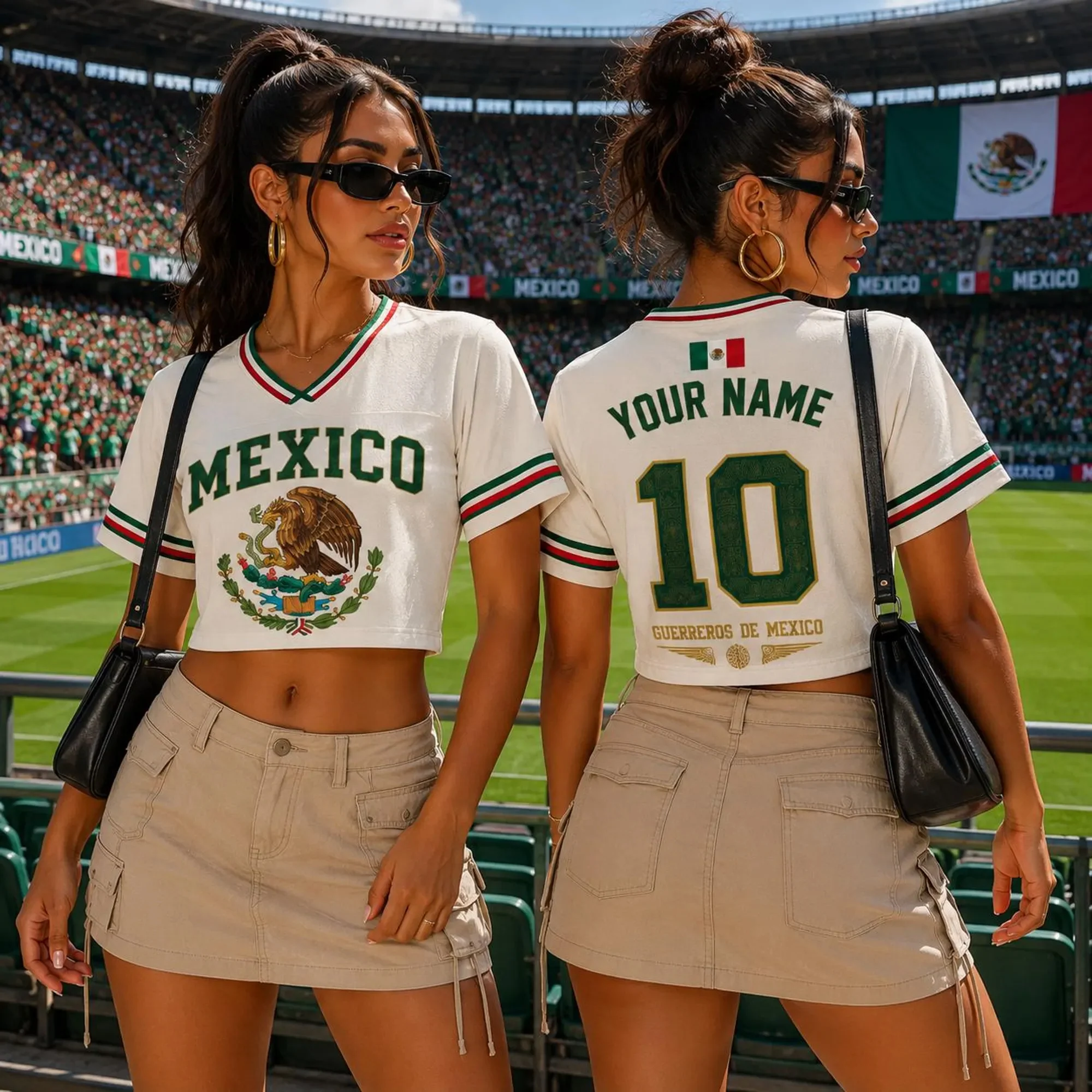 Custom Mexico Soccer Fitted Crop Top Jersey, Mexico Jersey Crop Tee, Game Day Shirt HO82 903004 - Image 3