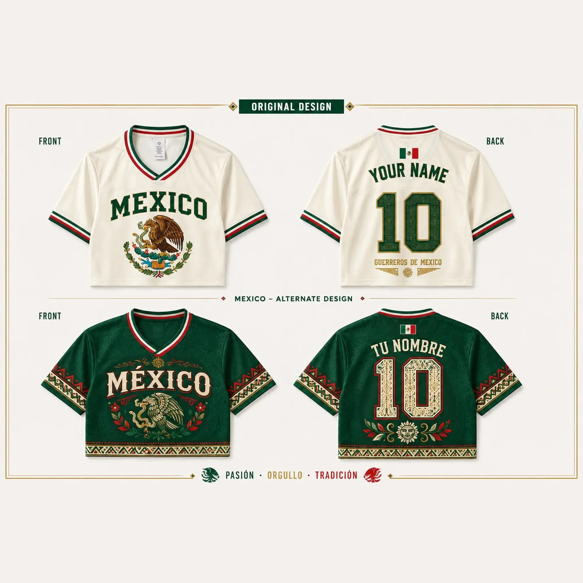 Custom Mexico Soccer Fitted Crop Top Jersey, Mexico Jersey Crop Tee, Game Day Shirt HO82 903004 - Image 4