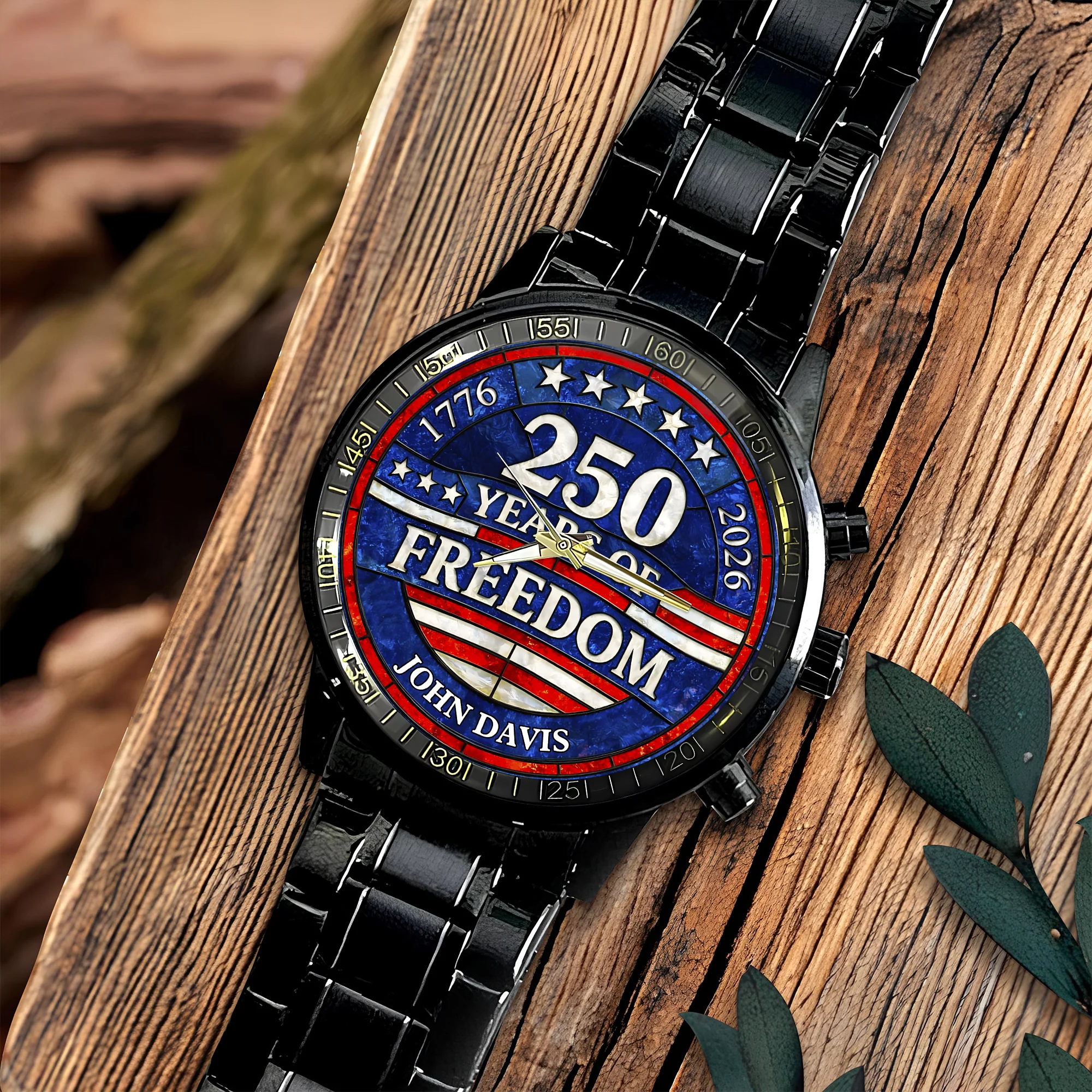 Custom Name 250 Years Of Freedom 1776-2026 4th Of July Men's Wrist Watch HO82 901554 - Image 6