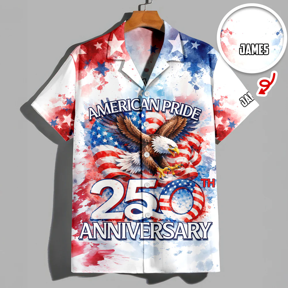 Custom Name American Pride Patriotic 250th Anniversary Eagle 1776–2026 Hawaii Shirt HO82 901212 - Image 4
