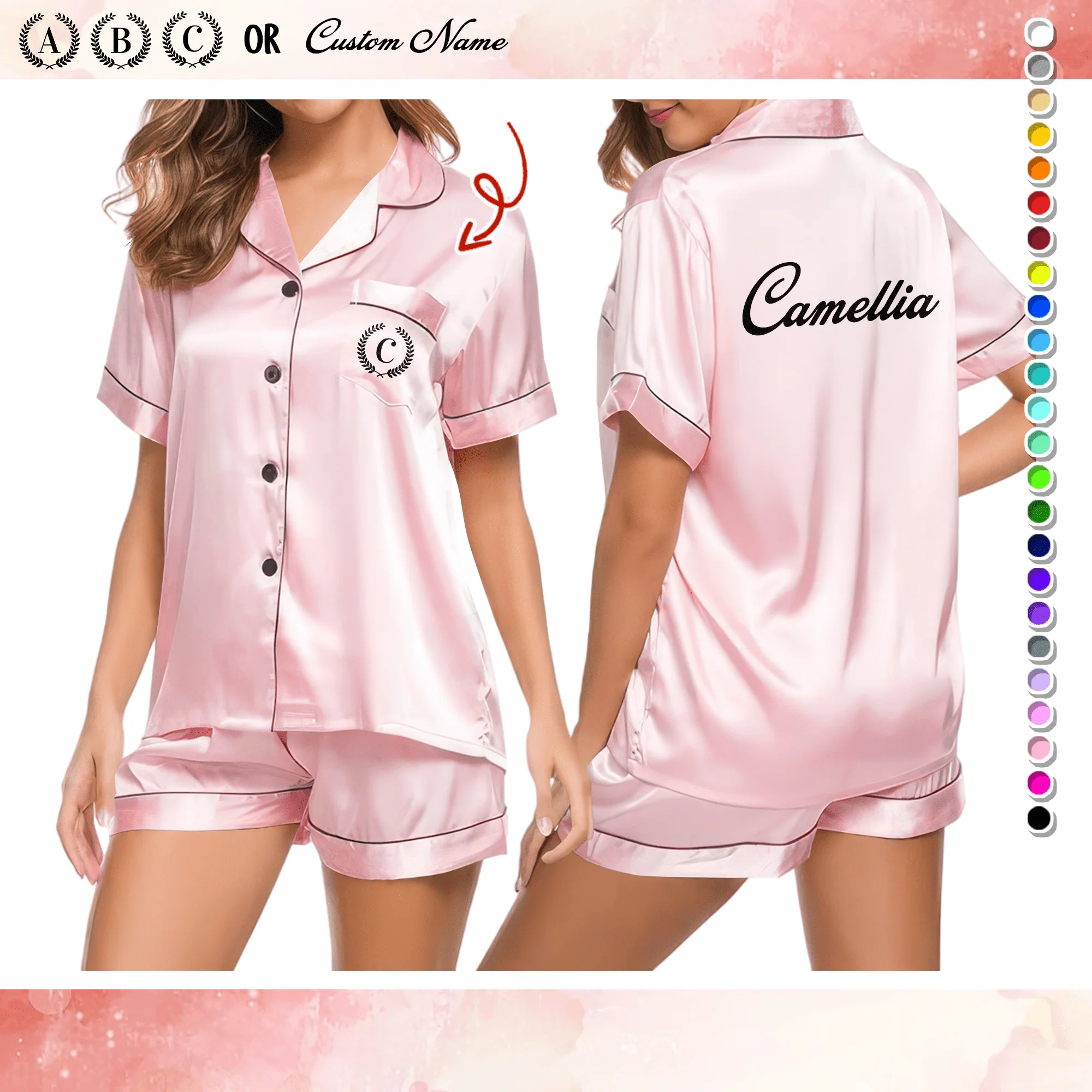 Custom Name Bridesmaid Pajama Set Personalized Gift HO82 890460 - Image 2