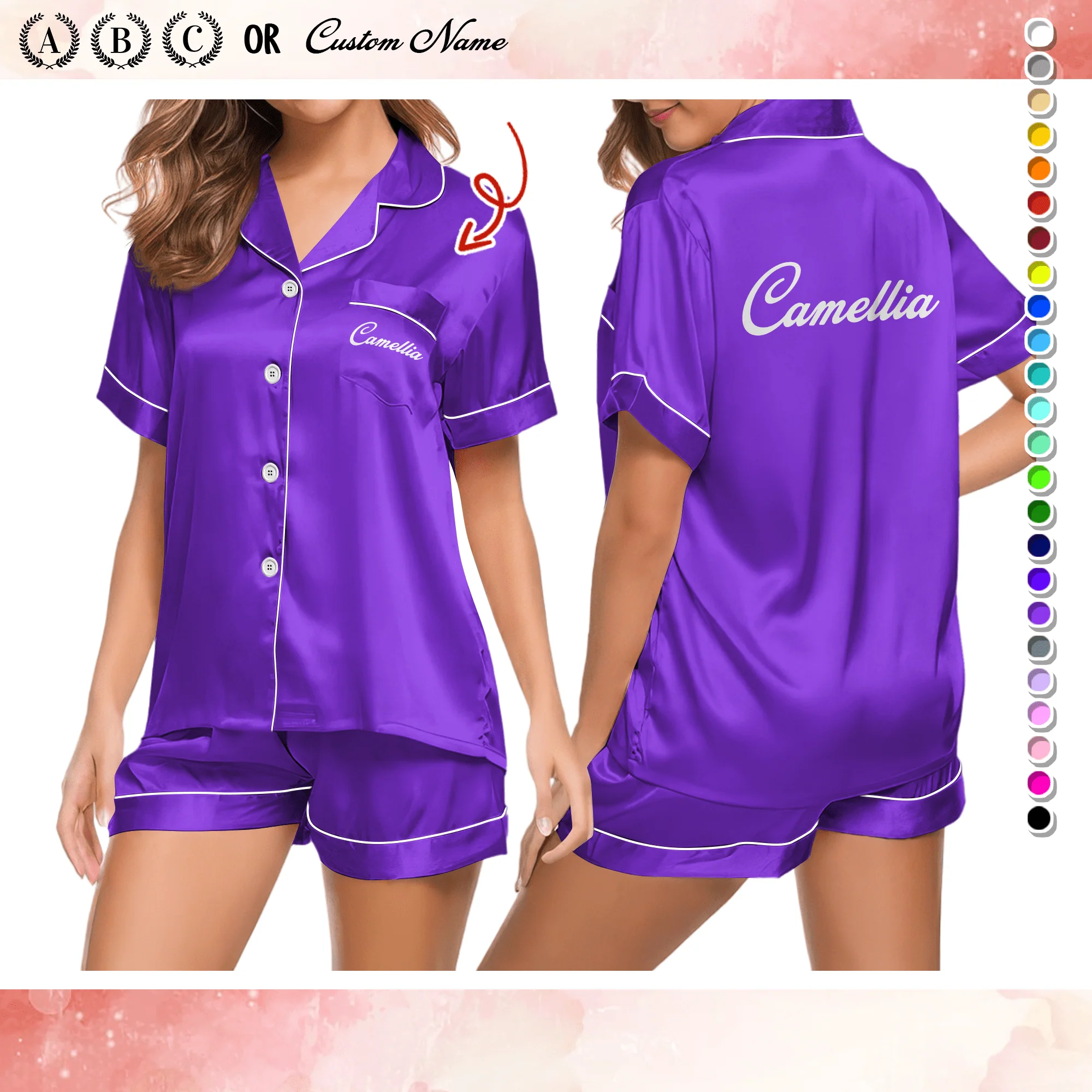 Custom Name Bridesmaid Pajama Set Personalized Gift HO82 890460 - Image 3