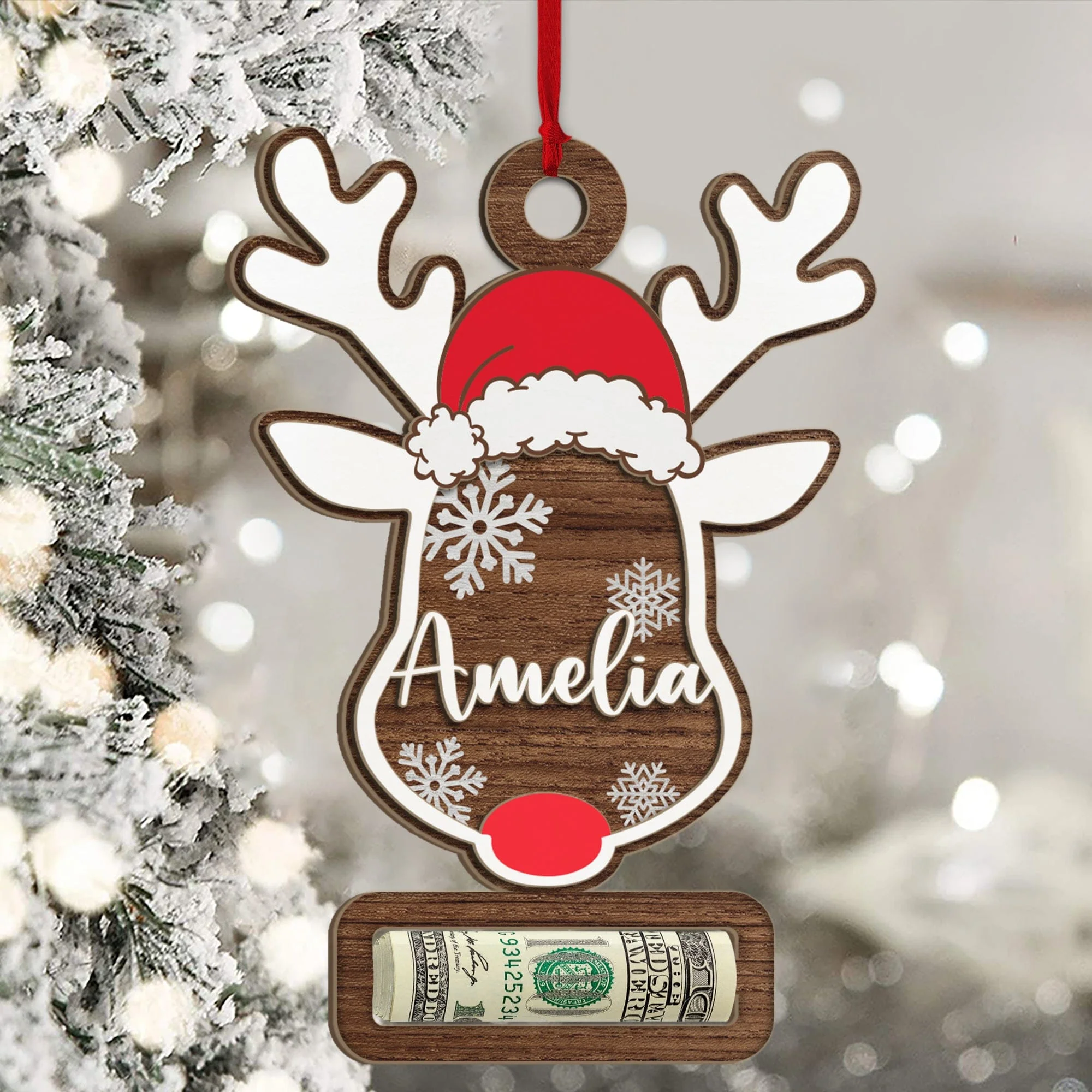 Custom Name Cute Reindeer Christmas Gifts Wood Money Holder Ornament HO82 893096 - Image 4