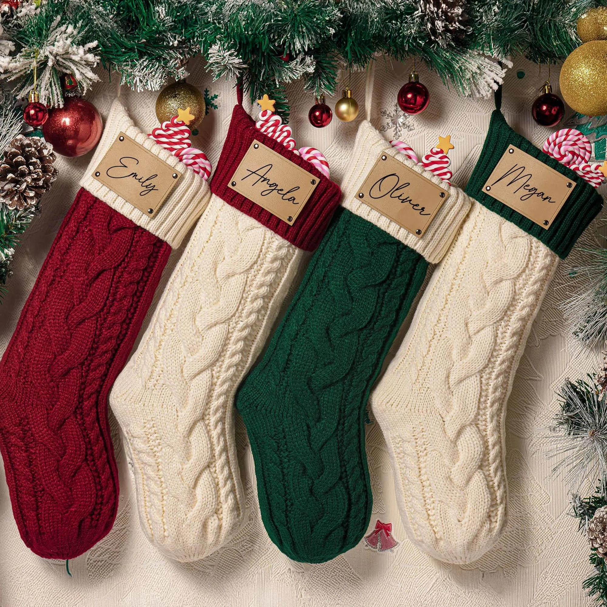 Custom Name Engraved Leather Patch Christmas Stocking HO82 900518 - Image 2