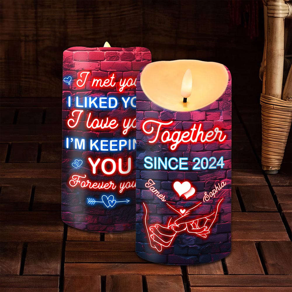 Custom Name I Met You I Liked You For Couple Husband Wife LED Candle HO82 893442 - Image 2