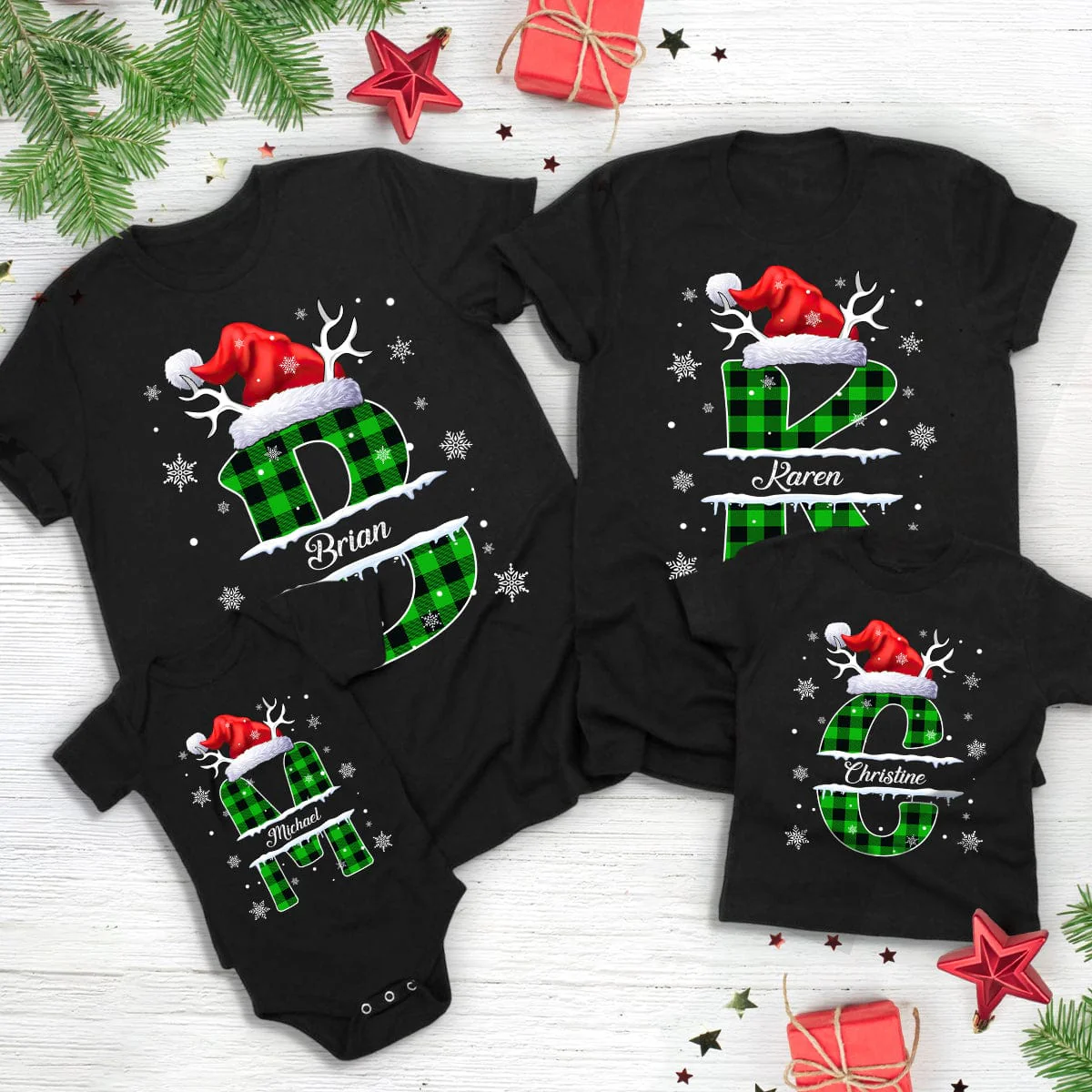 Custom Name Initial Letter Christmas Monogrammed Family Shirt HO82 893030 - Image 2