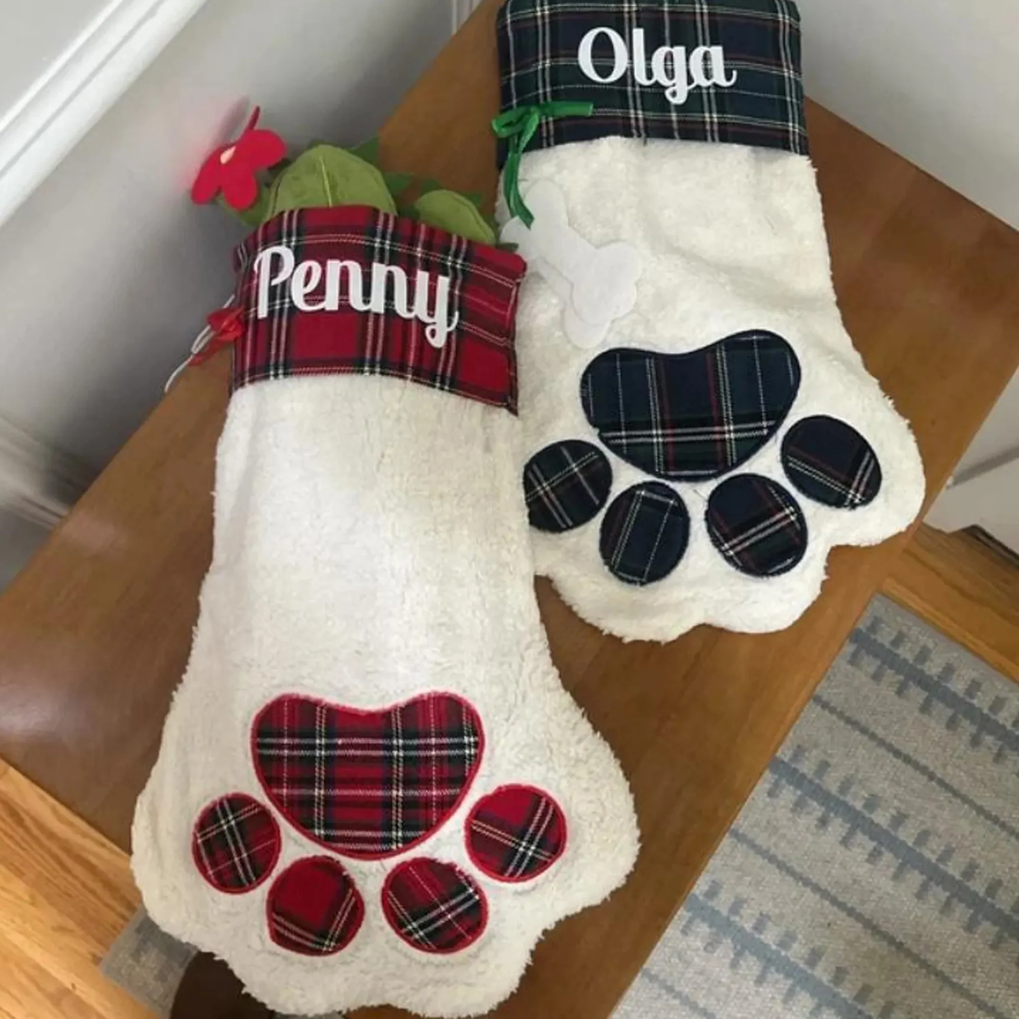Custom Name Plaid Christmas Paw Stocking HO82 900526 - Image 6