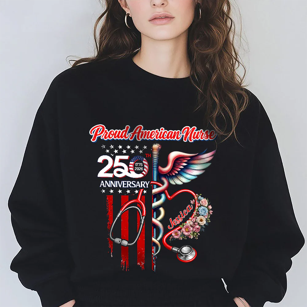Custom Name Proud American Nurse With US 250 Dark Shirt HO82 901290 - Image 2