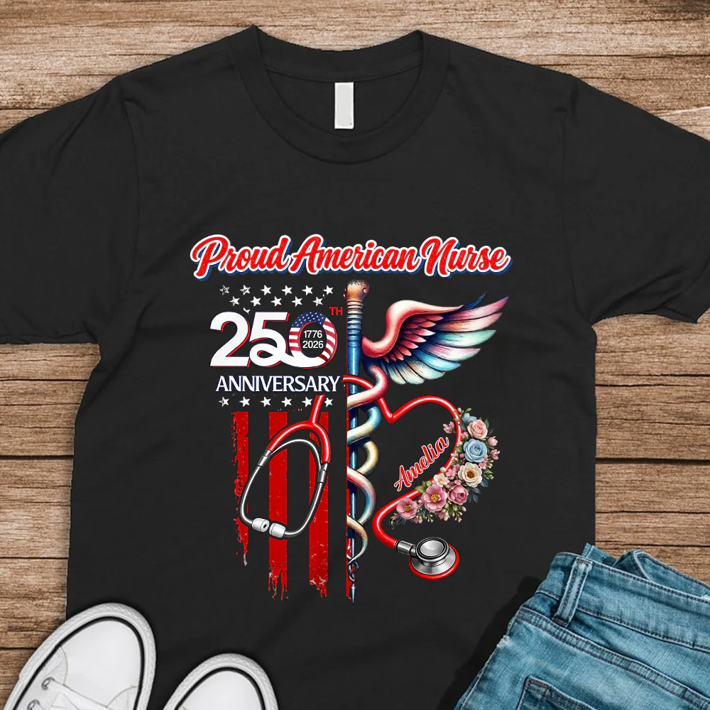 Custom Name Proud American Nurse With US 250 Dark Shirt HO82 901290 - Image 3