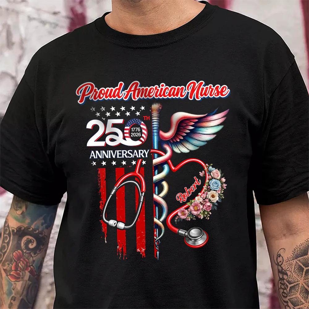 Custom Name Proud American Nurse With US 250 Dark Shirt HO82 901290 - Image 5