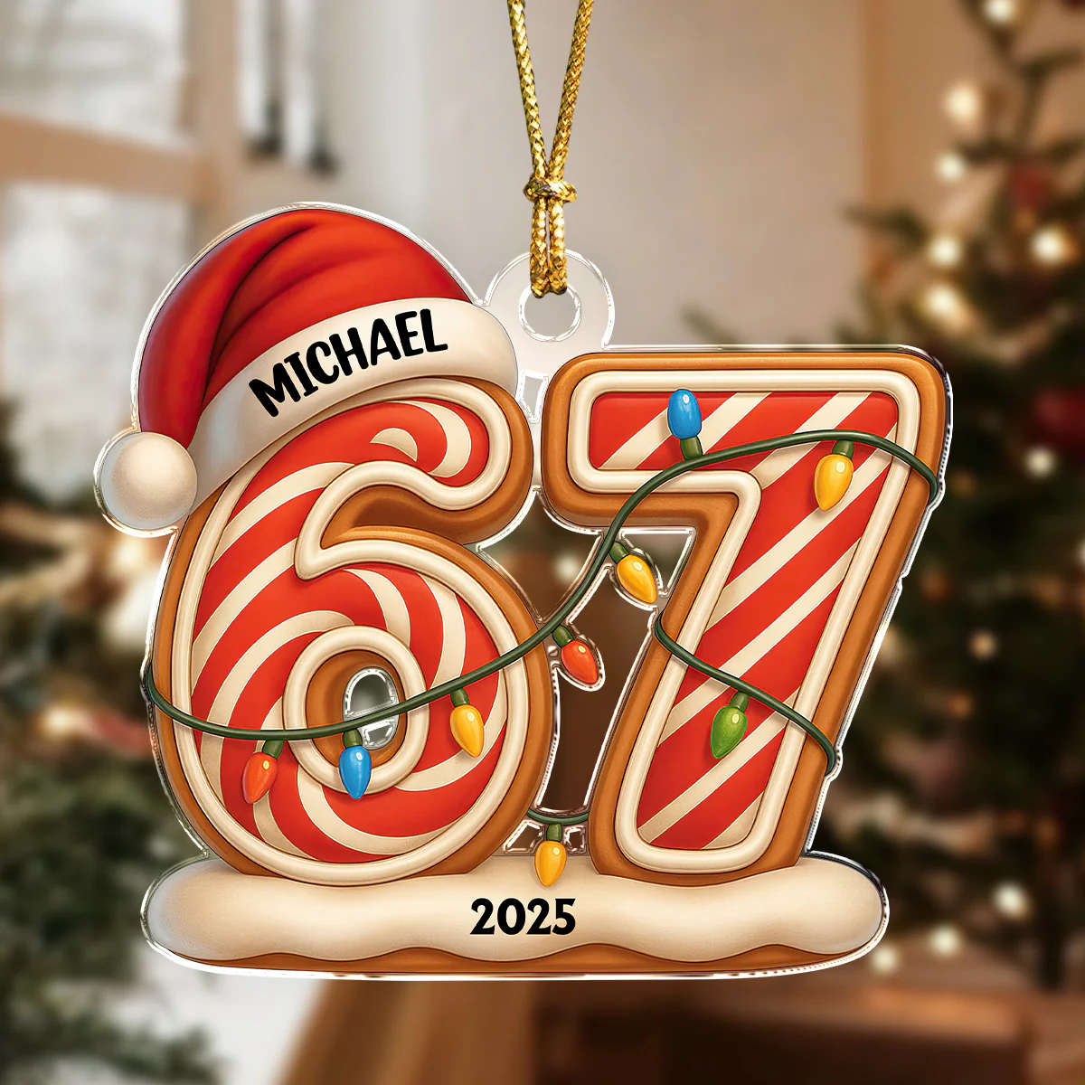 Custom Name Six Seven Acrylic Ornament, Teen Slang Funny 67 Tree Decor, Funny Teen Grandkid Gift HO82 900496 - Image 2