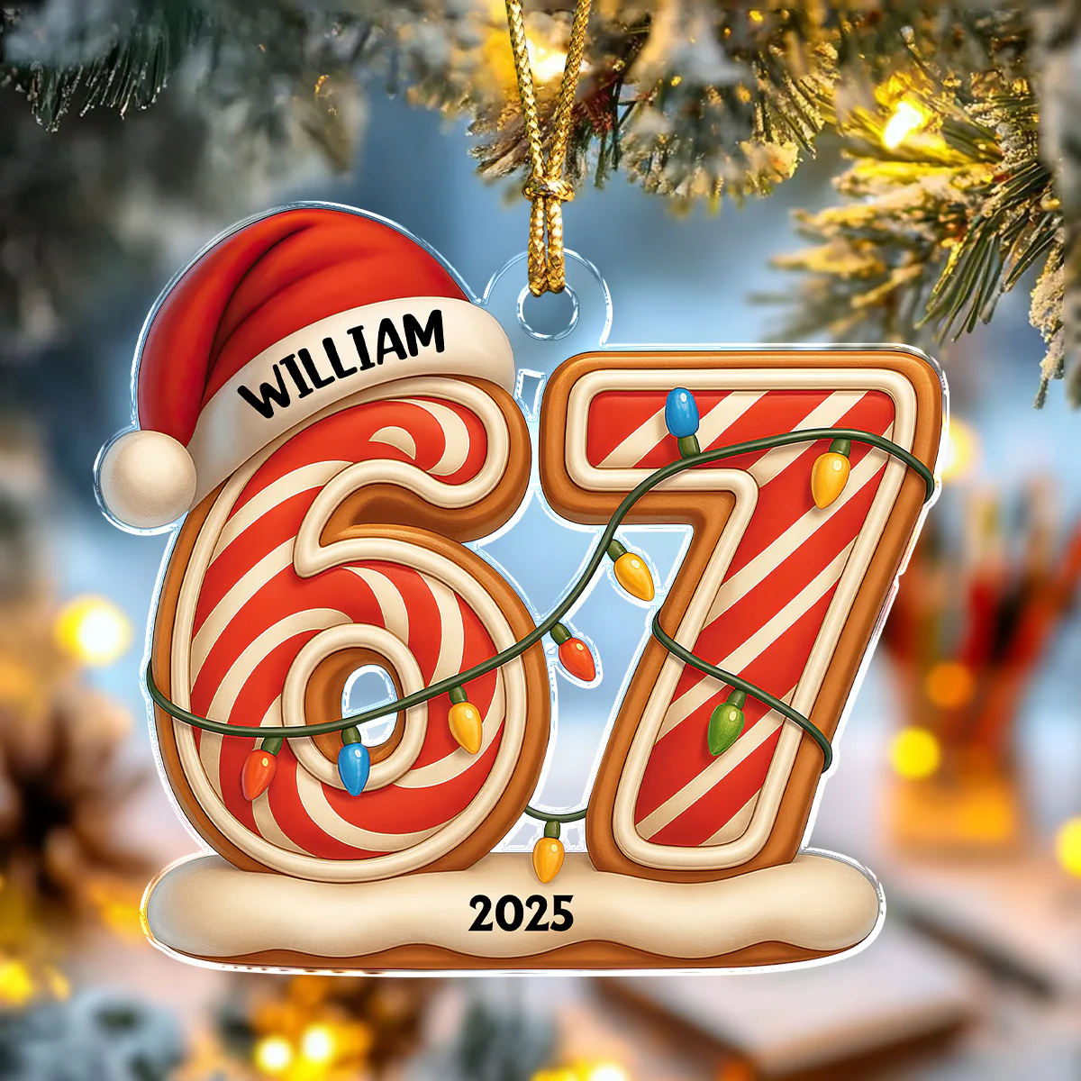 Custom Name Six Seven Acrylic Ornament, Teen Slang Funny 67 Tree Decor, Funny Teen Grandkid Gift HO82 900496 - Image 3