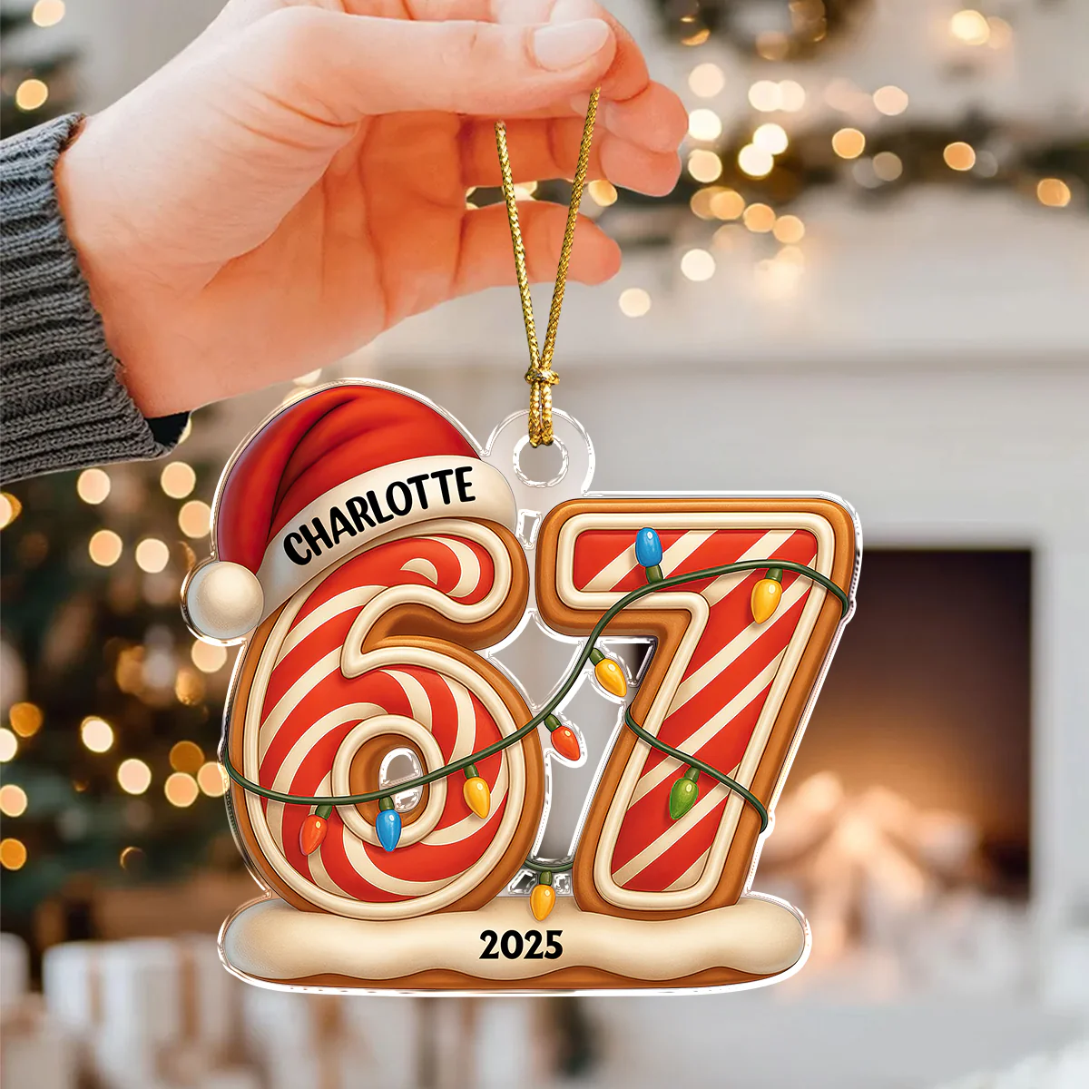 Custom Name Six Seven Acrylic Ornament, Teen Slang Funny 67 Tree Decor, Funny Teen Grandkid Gift HO82 900496 - Image 5