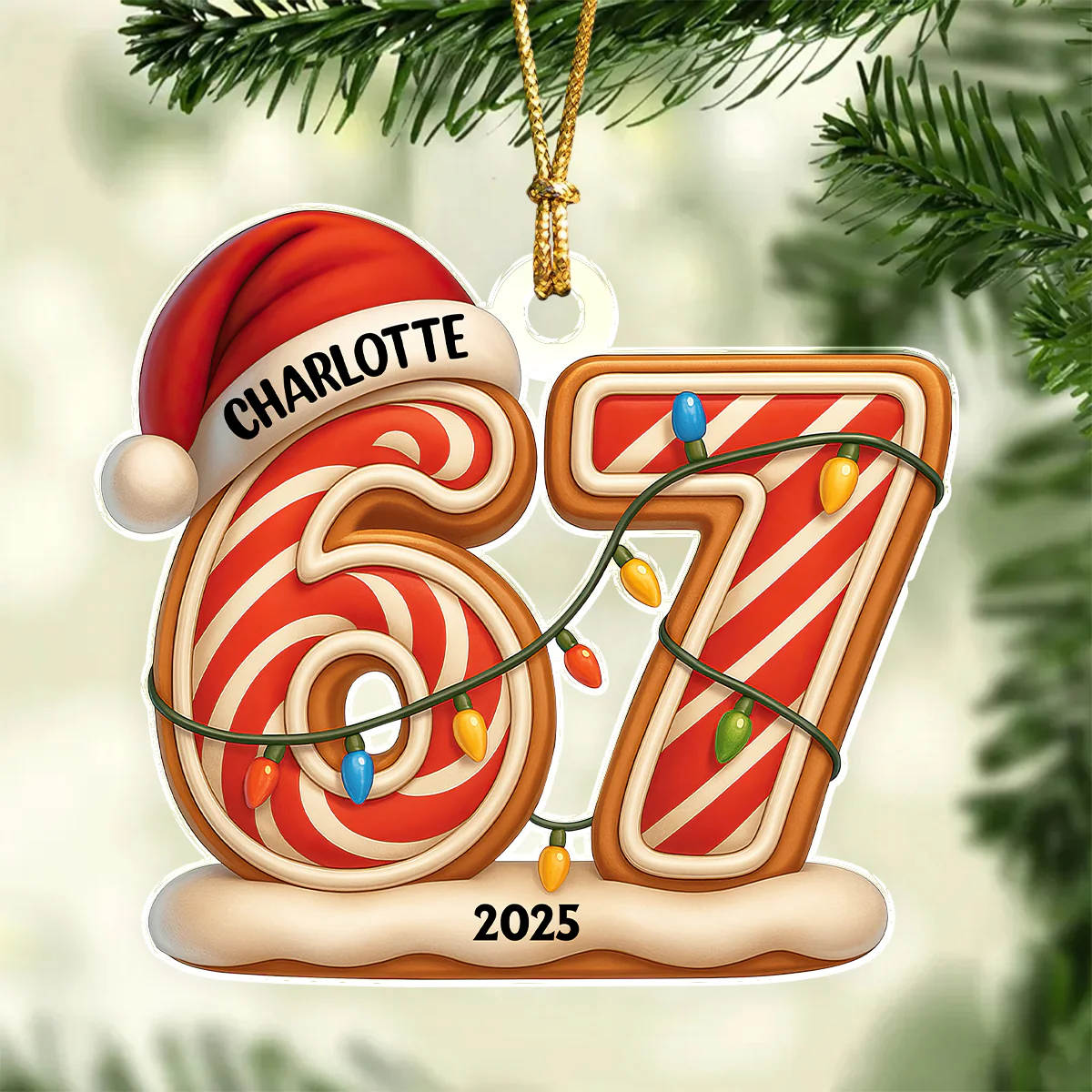 Custom Name Six Seven Acrylic Ornament, Teen Slang Funny 67 Tree Decor, Funny Teen Grandkid Gift HO82 900496 - Image 7