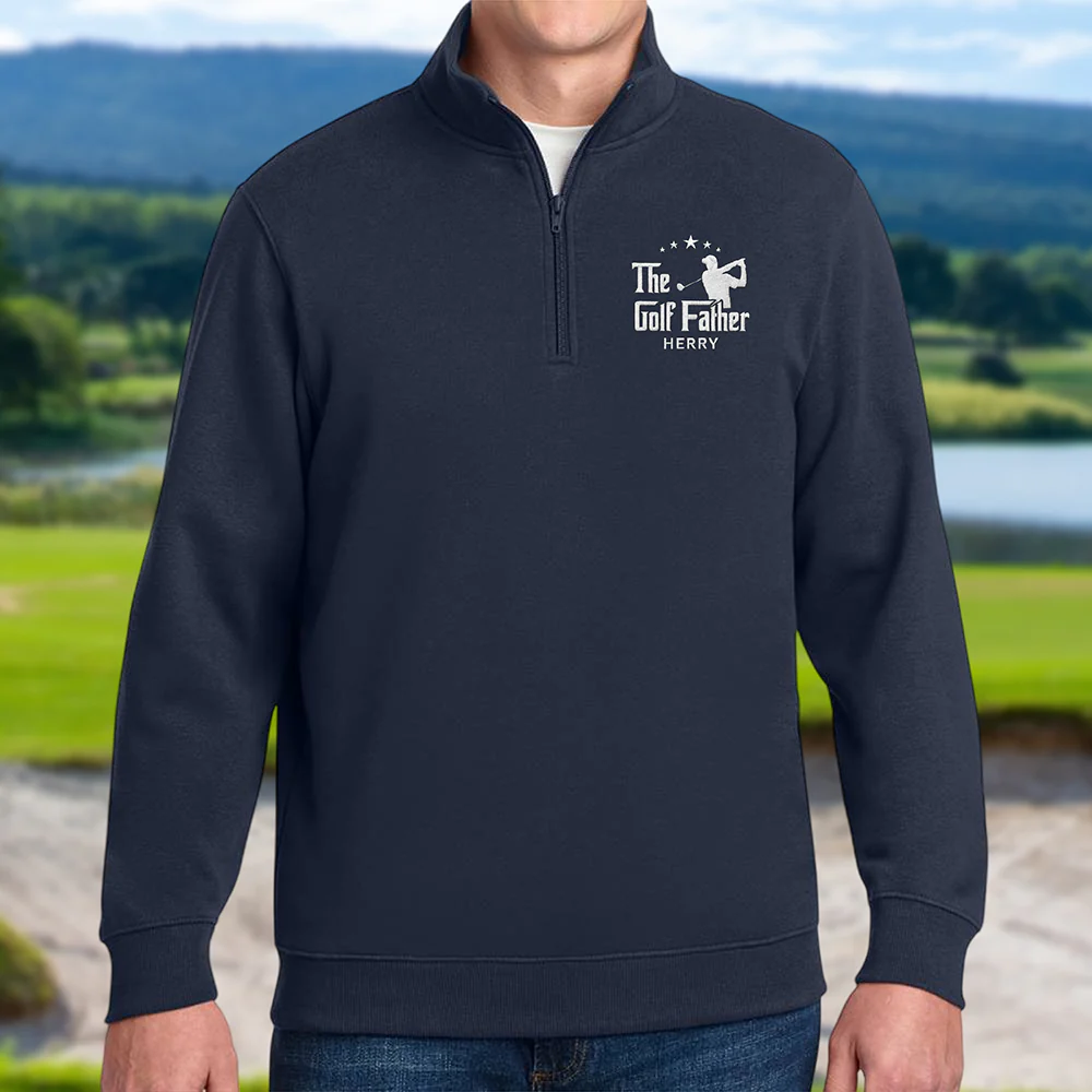 Custom Name The Golf Father Golf Embroidered Quarter Zip Sweatshirt, Unique Golf Enthusiast Gift, Golfers and Coaches Gift HO82 900766 - Image 5