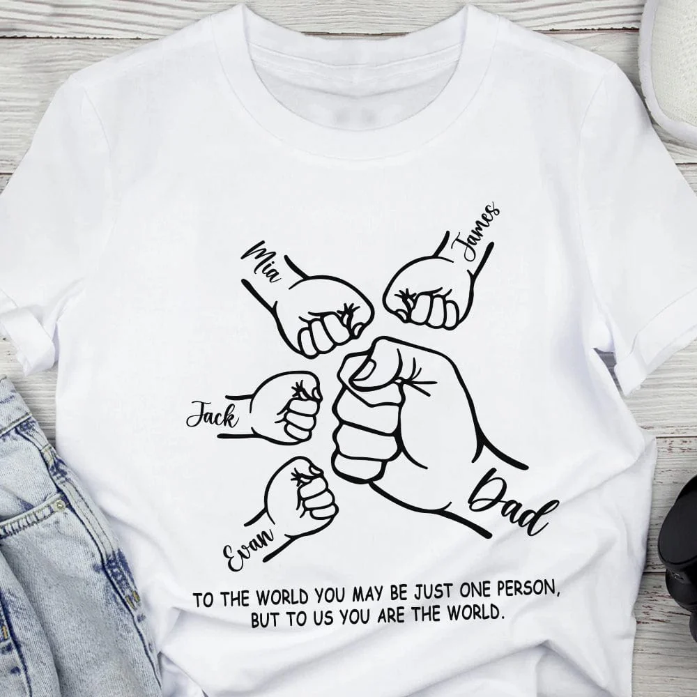 Custom Name To The World Dad Father's Day Fist Bump Bright Shirt Personalized Gift HO82 890630 - Image 4