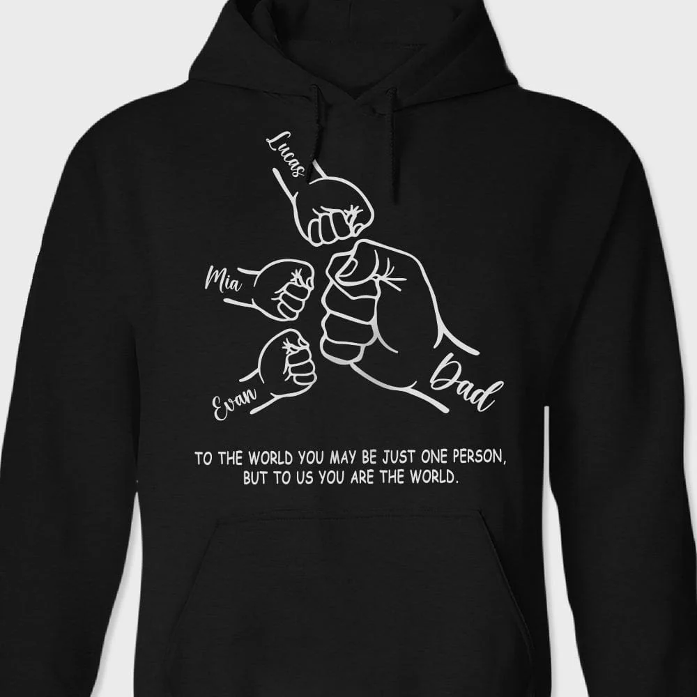 Custom Name To The World Dad Father's Day Fist Bump Dark Shirt Personalized Gift HO82 890628 - Image 3