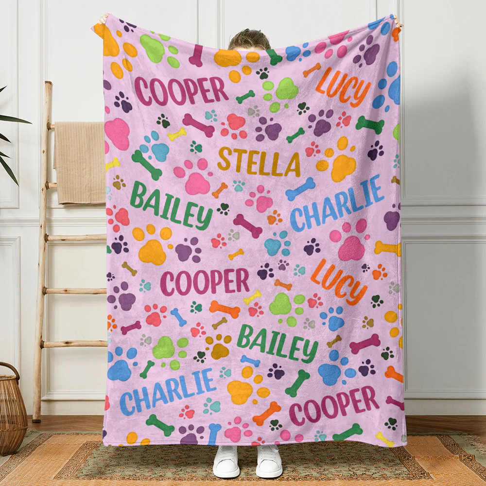 Custom Name With Paw And Bones Pattern Blanket TA29 889944 - Image 6