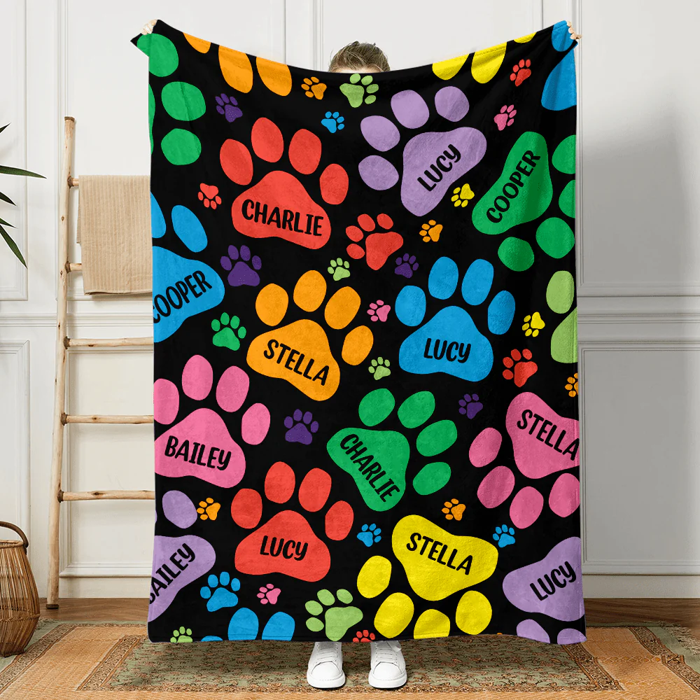 Custom Name With Paw And Bones Pattern Blanket TA29 889944 - Image 8