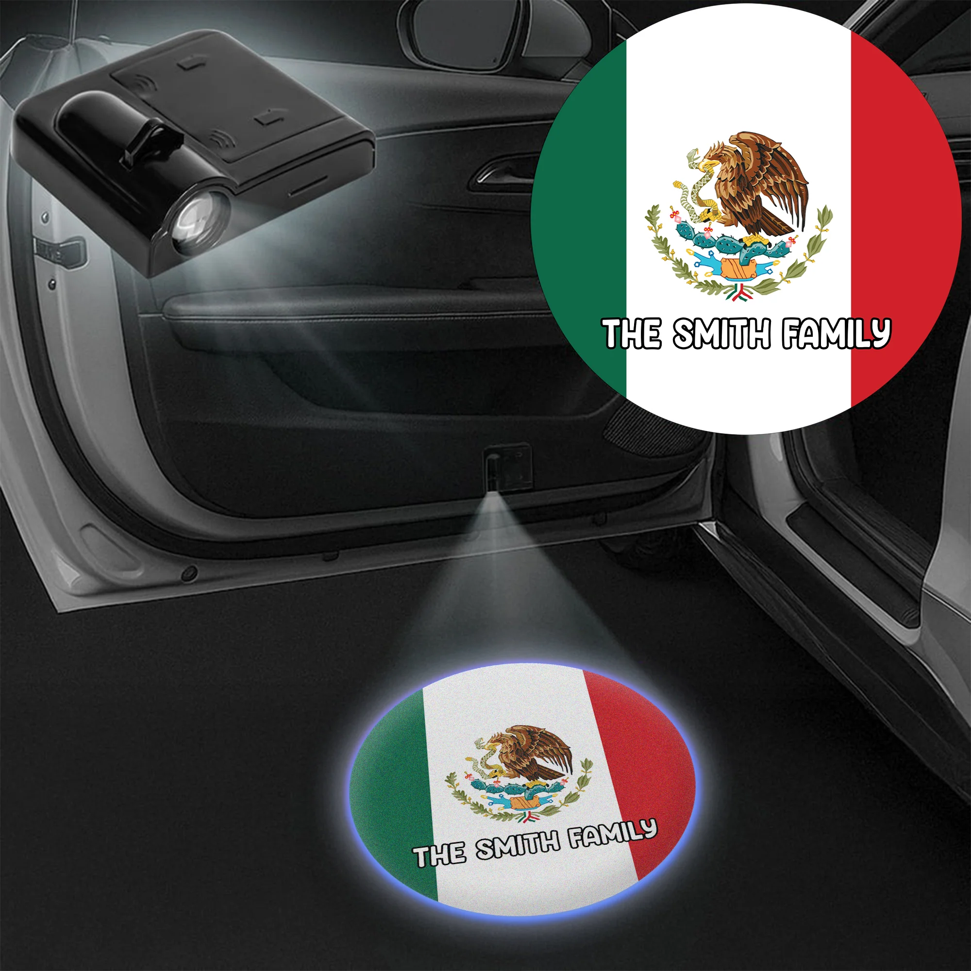 Custom National Flags With Family Name Welcome Car Door Projector Light HO82 894350 - Image 4