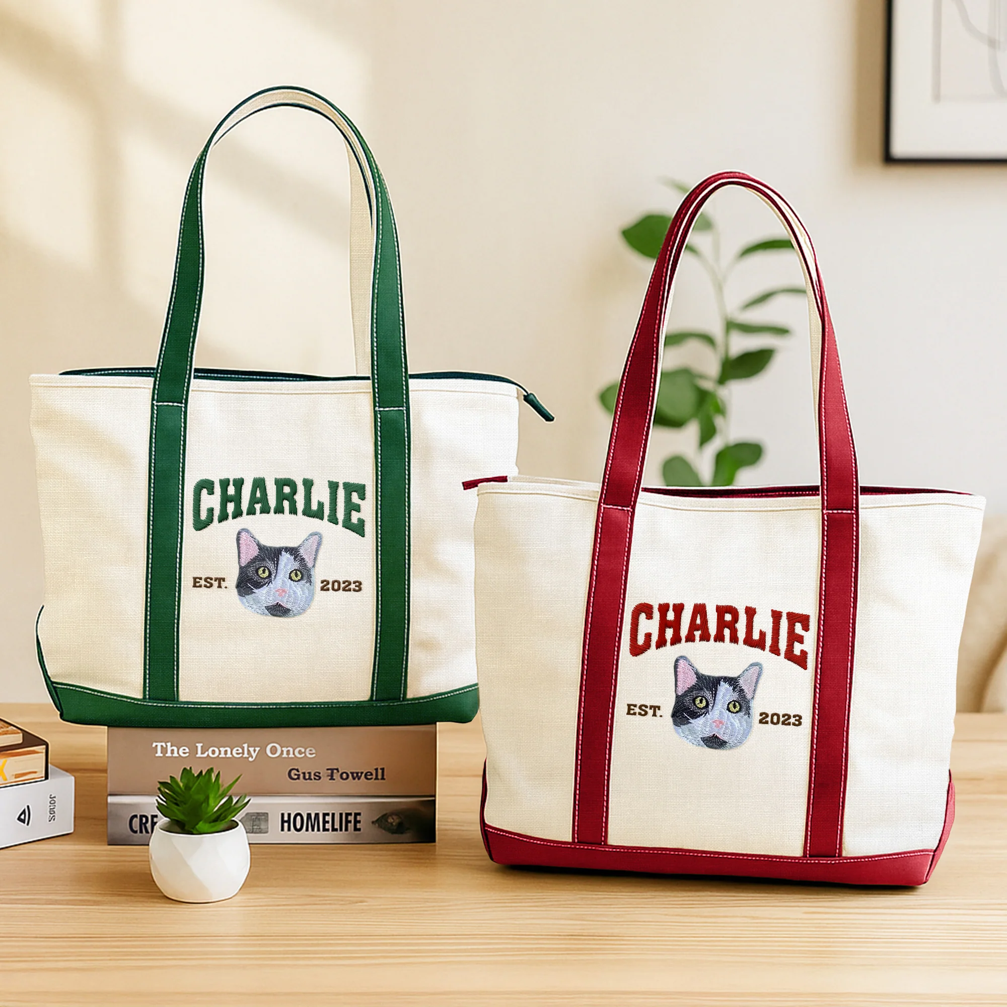 Custom Pet Face and Pet Name Embroidered Monogram Beach Bag HO82 894242 - Image 6