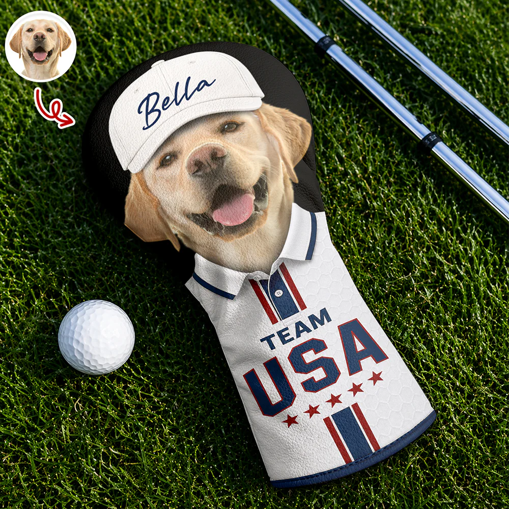 Custom Pet Photo With US Flag Golf Head Cover, Golf Club Cover - Gift For Dog Cat Dad Mom, Golf Lovers HO82 902314 - Image 2