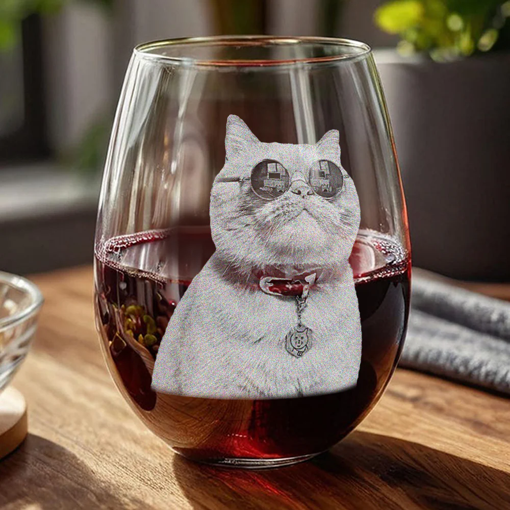 Custom Pet Portrait Photo Engraved Stemless Wine Glass Unique Dog Cat Lovers Gift HO82 894164 - Image 3