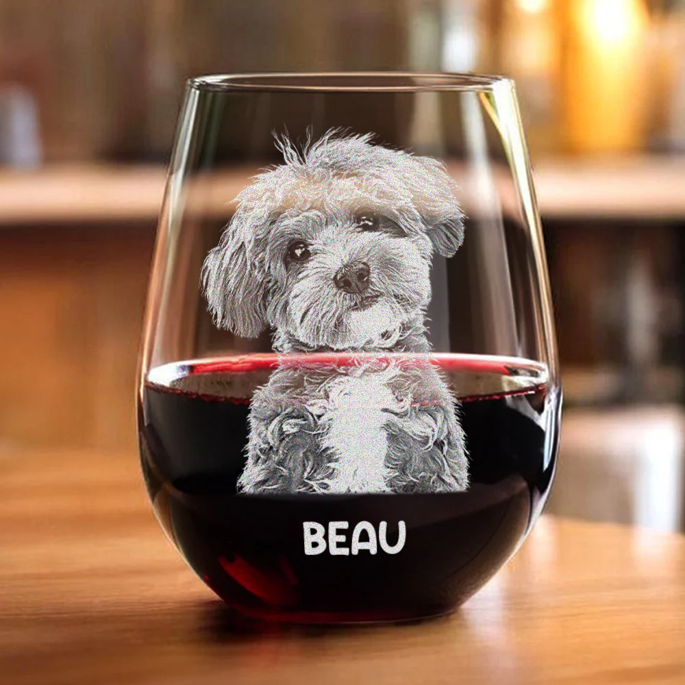 Custom Pet Portrait Photo Engraved Stemless Wine Glass Unique Dog Cat Lovers Gift HO82 894164 - Image 4