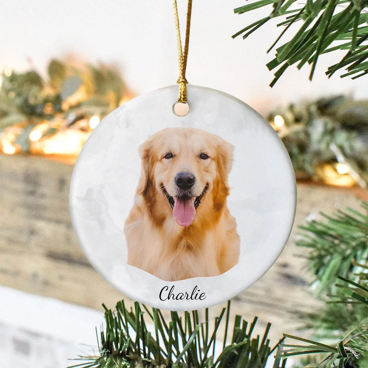 Custom Pet Portrait Photo Watercolor Memorial Christmas Ceramic Ornament HO82 893086 - Image 6
