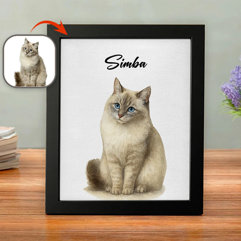 Custom Pet Portrait Photo With Watercolor Style Poster Picture Frame HO82 894208 - Image 2