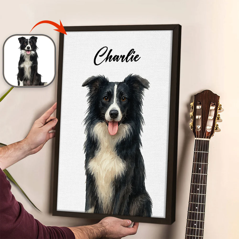 Custom Pet Portrait Photo With Watercolor Style Poster Picture Frame HO82 894208 - Image 6