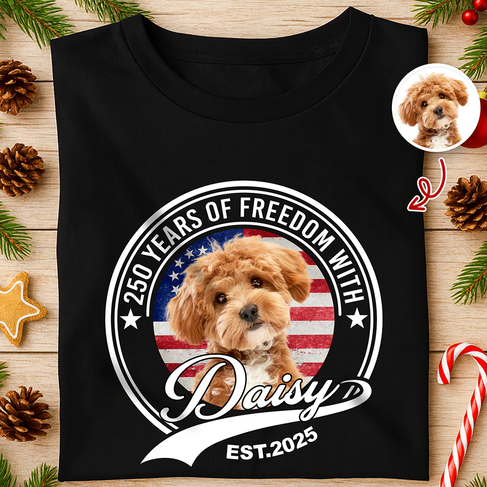 Custom Photo 250 Years Of Freedom With Dog Cat Dark Shirt HO82 894656 - Image 3