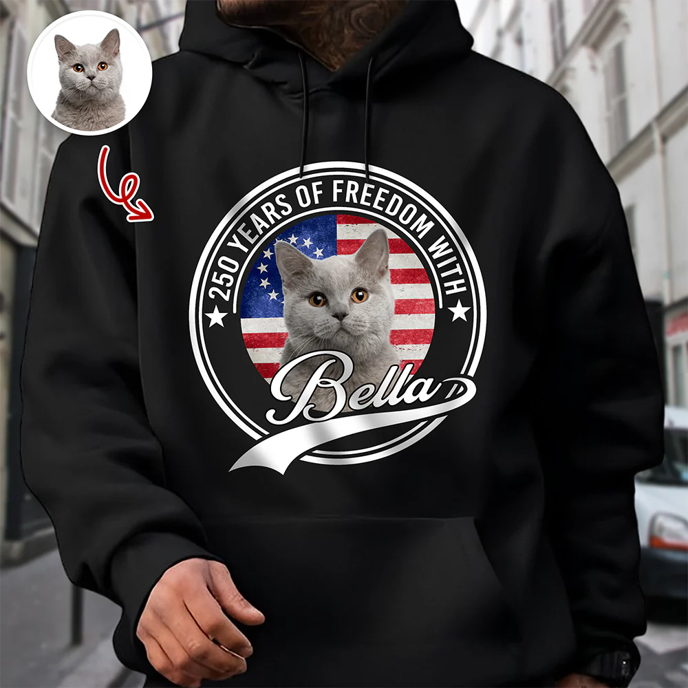 Custom Photo 250 Years Of Freedom With Dog Cat Dark Shirt HO82 894656 - Image 6