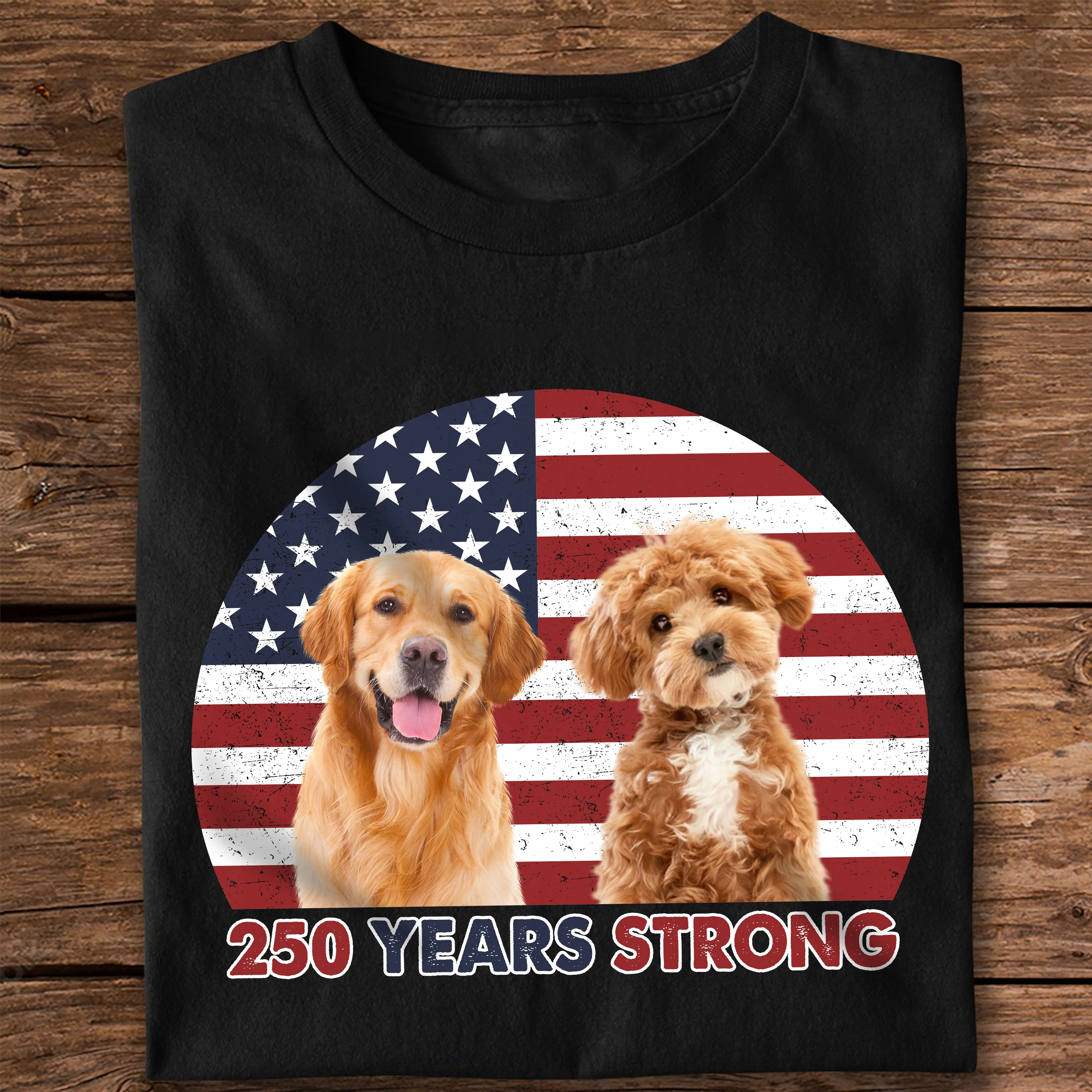 Custom Photo 250 Years Strong Dog Cat Vintage Retro Dark Shirt HO82 901282 - Image 4
